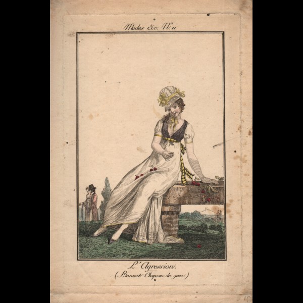 DEBUCOURT LOUIS-PHILIBERT (1755-1832) - L' AGRESSION, BONNET ET CHAPEAU DE GAZE