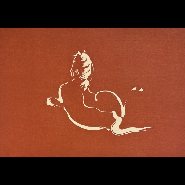 ARTISTE SOSAKU HANGA - HORSE LYING ON RED BACKGROUND ARTISTE SOSAKU HANGA - HORSE LYING ON RED BACKGROUND