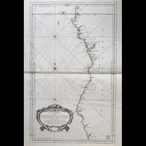BELLIN JACQUES-NICOLAS ( 1703-1772 ) CARTOGRAPHE - CARTE REDUITE DES COSTES OCCIDENTALES D'AFRIQUE ( SIC )