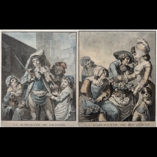 BERTHAULT PIERRE-GABRIEL ( 1737-1831 ) - LE MARCHAND DE CHANSON - LA MARCHANDE DE BOUQUETS BERTHAULT PIERRE-GABRIEL ( 1737-1831 ) - LE MARCHAND DE CHANSON - LA MARCHANDE DE BOUQUETS