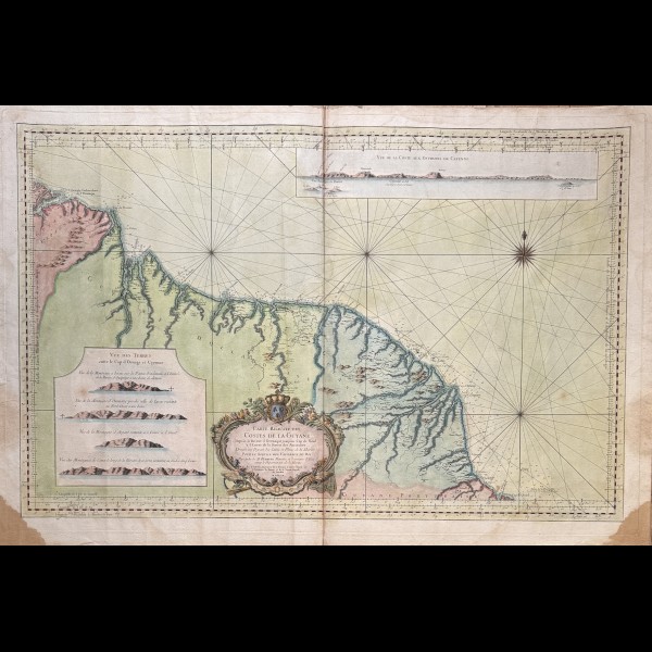 BELLIN JACQUES-NICOLAS ( 1703-1772 ) CARTOGRAPHE - CARTE REDUITE DES COSTES DE LA GUYANE ( SIC )
