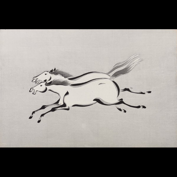 ARTISTE SOSAKU HANGA - DEUX CHEVAUX GALOPANT