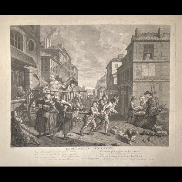 DUFLOS LE JEUNE CLAUDE (1700-1786 ) - PENDANT : DEMENAGEMENT D'UN PEINTRE ET ENLEVEMENT DE POLICE