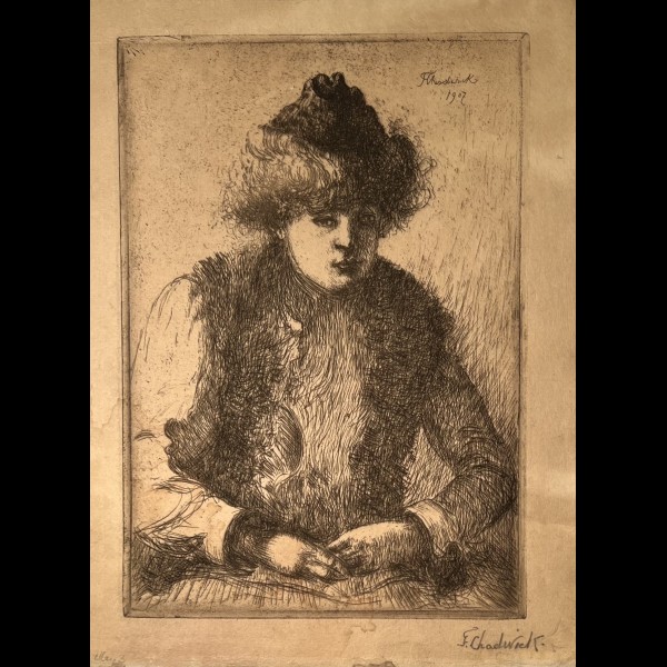 CHADWICK FRANCIS BROOKS (1850-1942) - PORTRAIT PRESUME DE SON EPOUSE L'ARTISTE EMMA CHADWICK-LOWSTADT