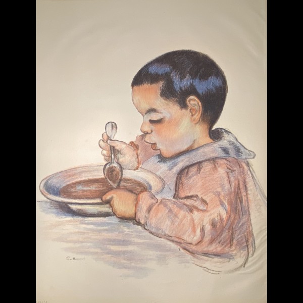 PORTRAIT D'ARMAND OU ENFANT MANGEANT SA SOUPE