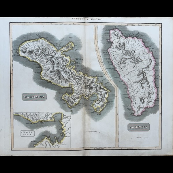THOMSON JOHN ( CA. 1777-CA.1840 ) EDITEUR ET CARTOGRAPHE - WEST INDIA ISLANDS, MARTINICO, DOMINICA