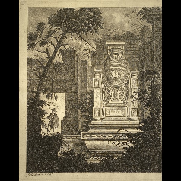 LE GEAY JEAN-LAURENT  (1716-1786) - COLLECTION DE DIVERS SUJETS DE VASES, TOMBEAUX, RUINES ET FONTAINES