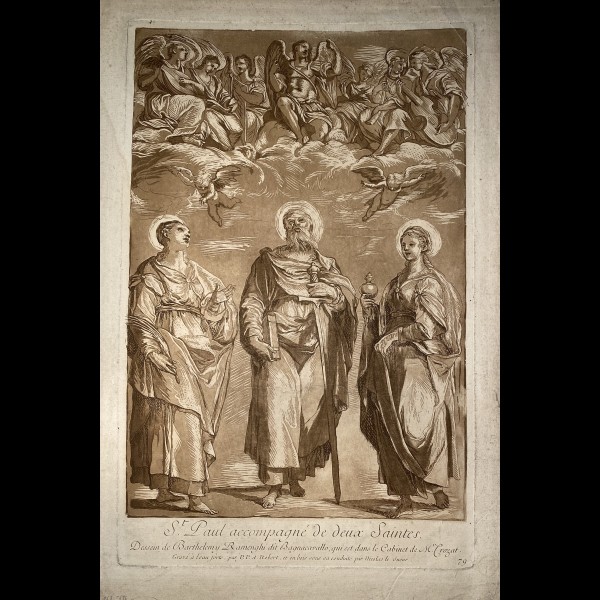 LESUEUR NICOLAS (1690-1764) - SAINT PAUL ACCOMPAGNE DE DEUX SAINTES