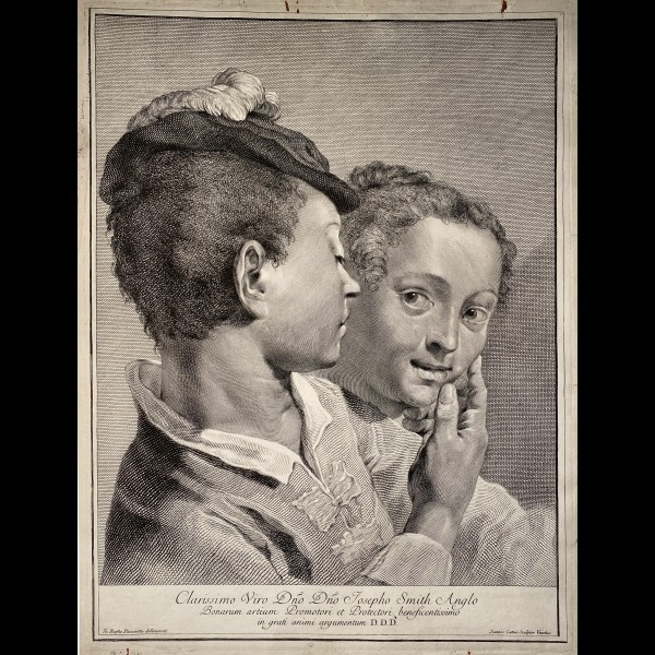 CATTINI GIOVANNI  (1715-c.1800) - JEUNE HOMME CARESSANT LA JOUE D'UNE JEUNE FEMME