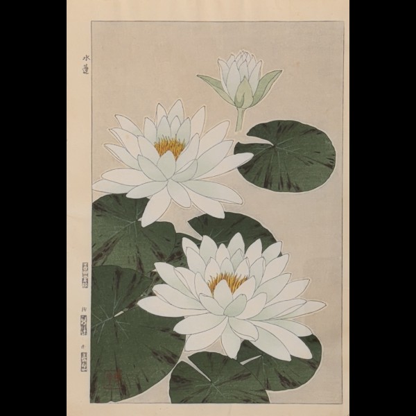 SHODO KAWARAZAKI (1889-1973)  - JUILLET : LOTUS, SUIREN