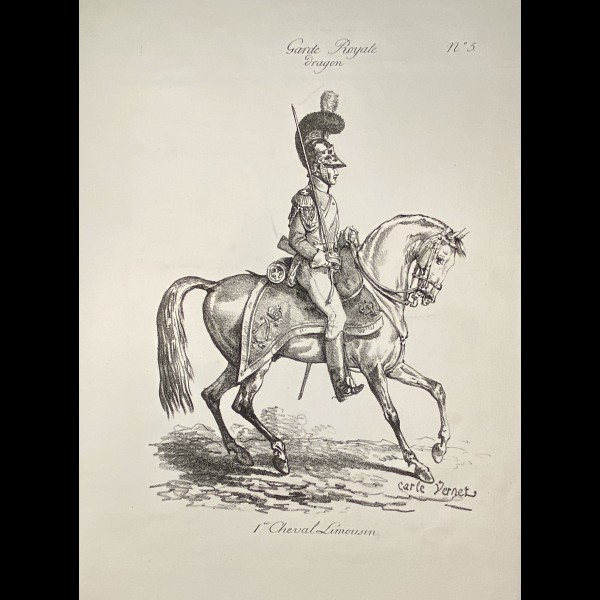 VERNET CARLE ( 1758-1836 ) - GARDE ROYALE DRAGON, PREMIER CHEVAL LIMOUSIN