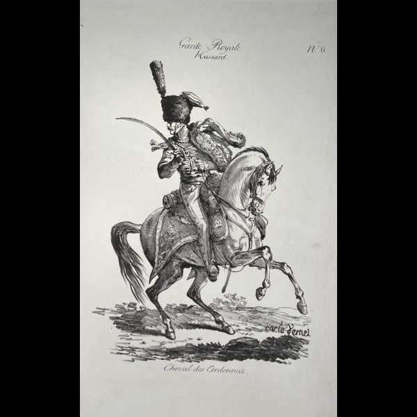 VERNET CARLE ( 1758-1836 ) - GARDE ROYALE HUSSARDS, CHEVAL DES ARDENNES