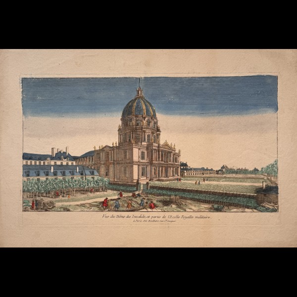 MONDHARE LOUIS-JOSEPH (1734 - 1799) - VUE DU DOME DES INVALIDES ET PARTIE DE L ECOLLE ROYALLE MILITAIRE ( SIC )