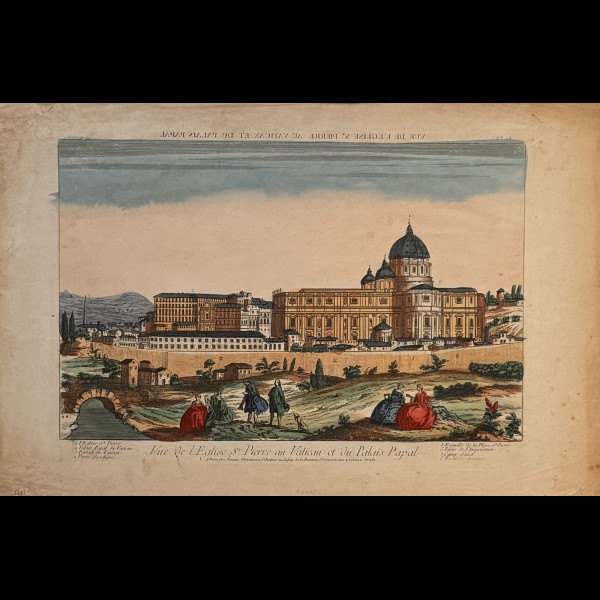 CHEREAU JACQUES EDITEUR ( 1688-1776 ) - VUE DE L'EGLISE ST PIERRE AU VATICAN ET DU PALAIS PAPAL ( ROME )