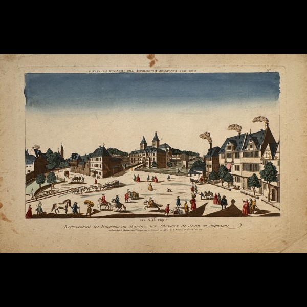 CHEREAU JACQUES EDITEUR ( 1688-1776 ) - VUE D' OPTIQUE REPRESENTANT LES ENVIRONS DU MARCHE AUX CHEVAUX DE STETIN EN ALLEMAGNE