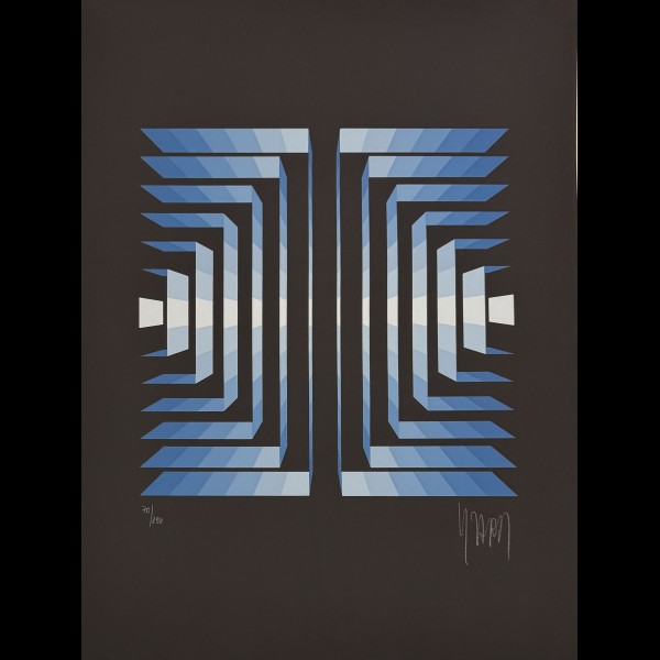 YVARAL  JEAN-PIERRE ( VASARELY DIT ) (1934-2002) - HORIZON BLEU